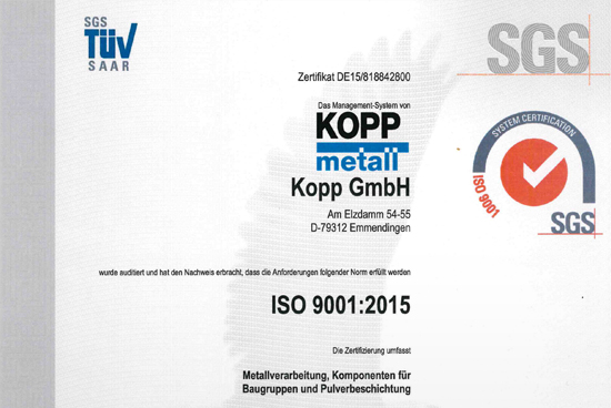 Erfolgreiche Zertifizierung nach ISO 9001:2015